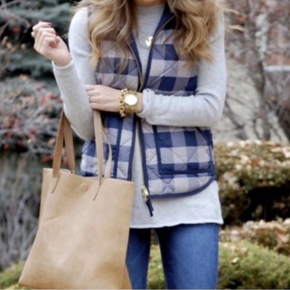 J. Crew Vest in Gingham Blue Gray & Ivory. EUC - Picture 4 of 12